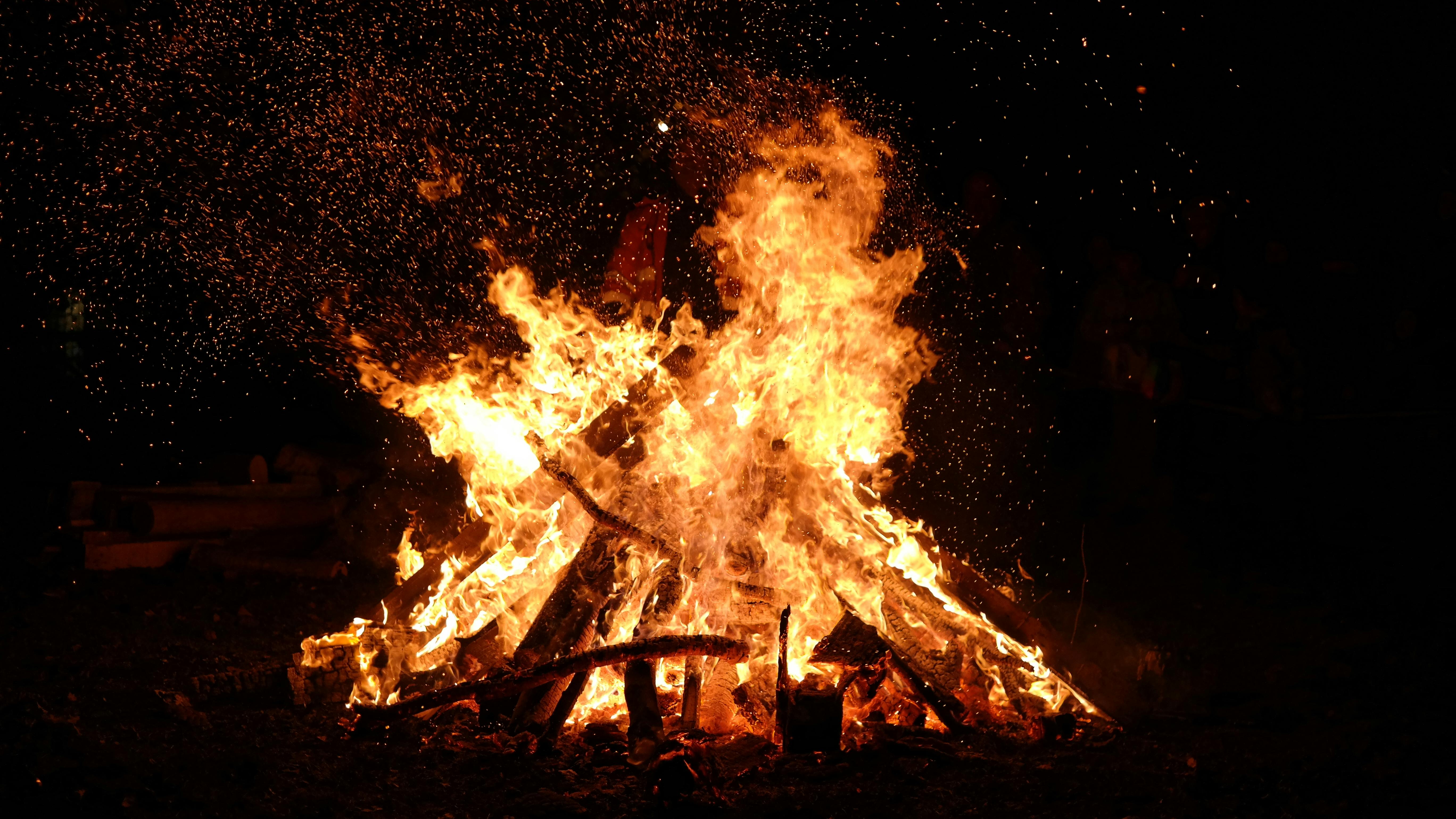 a burning bonfire