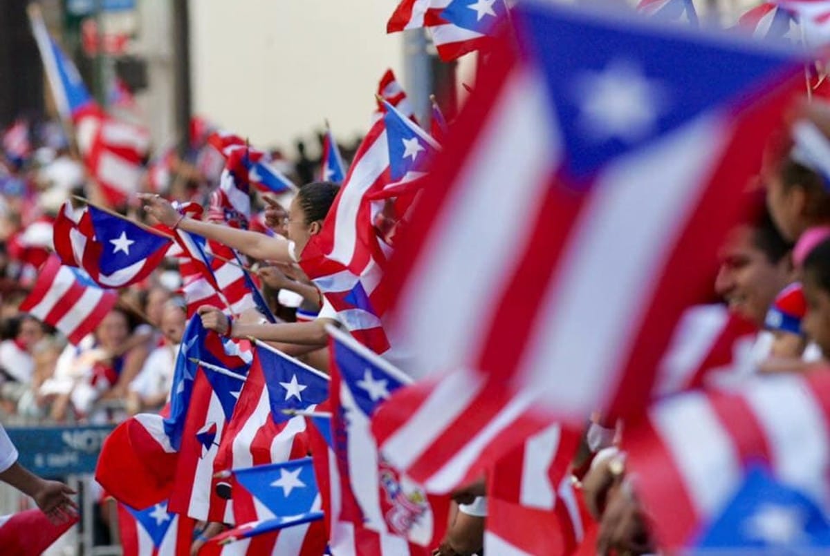 Puerto Rico parade with flags