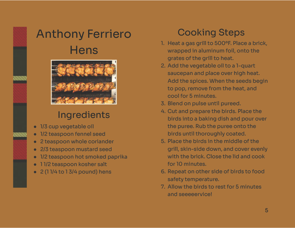 Anthony Ferriero Hens Recipe