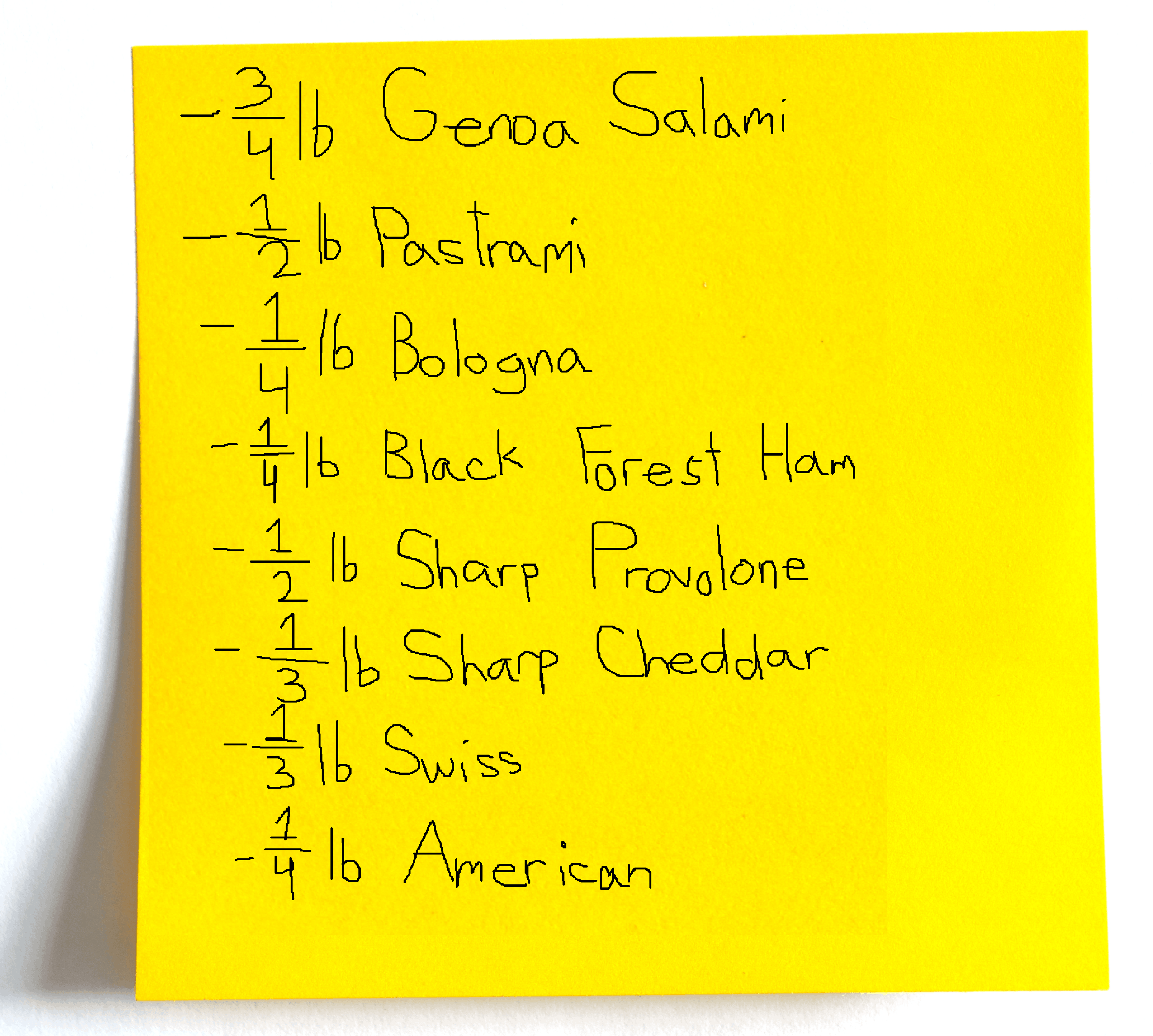 list of cold cuts to buy at the grocery store