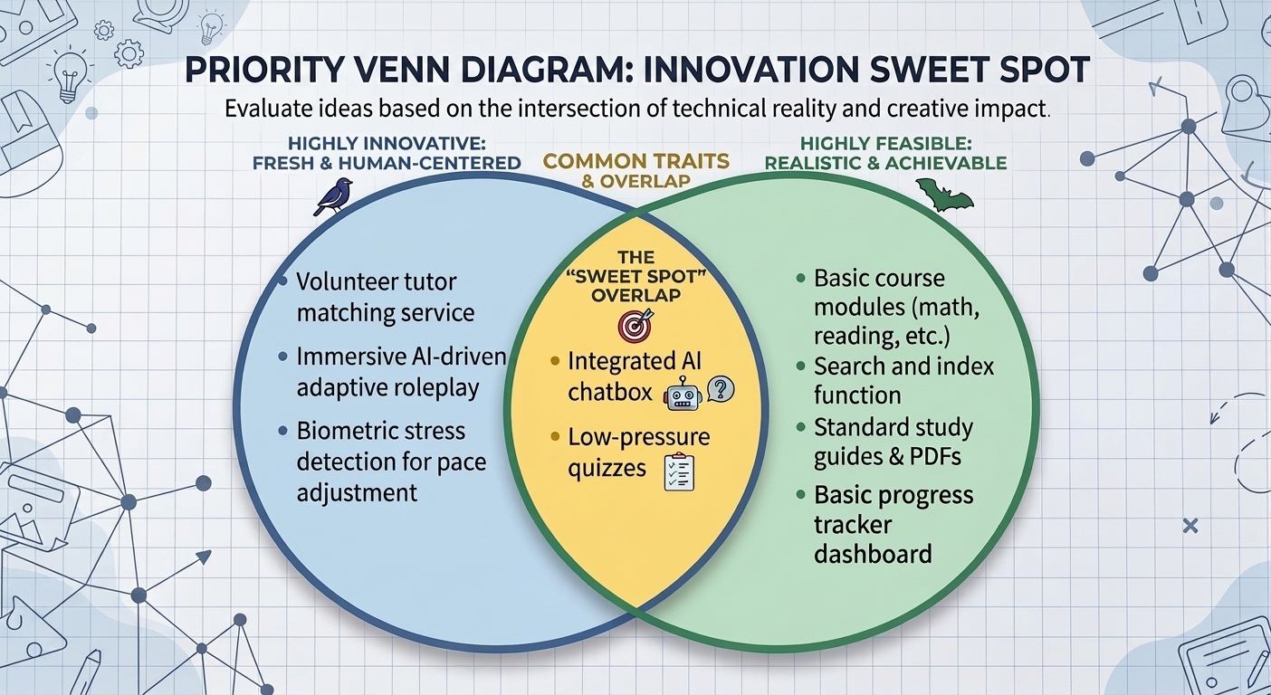 Priority Venn Diagram showing Innovation vs. Feasibility