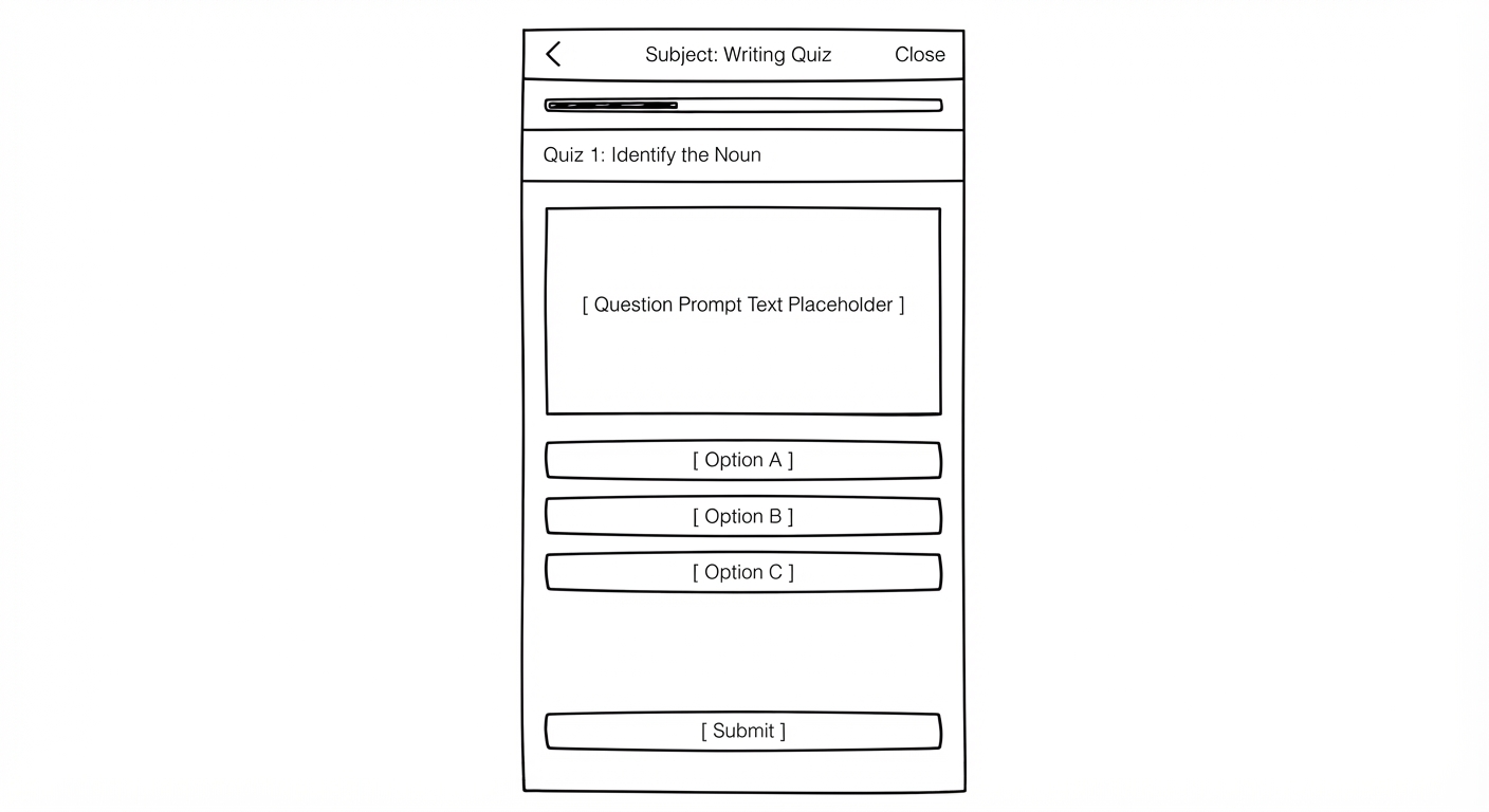 Low-fi wireframe of Lesson screen