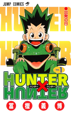 The main character Gon Freecs riding on a frog.