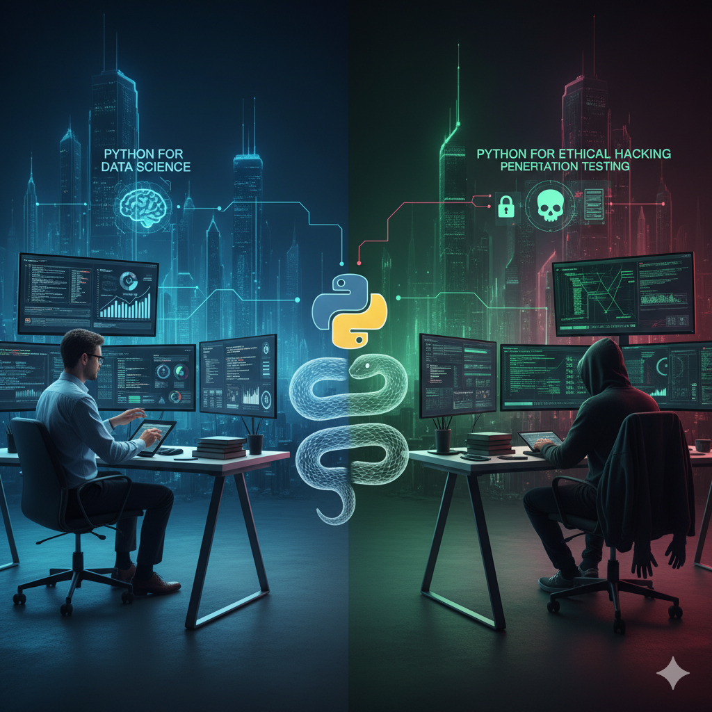 Left side of data science and right side is hacking