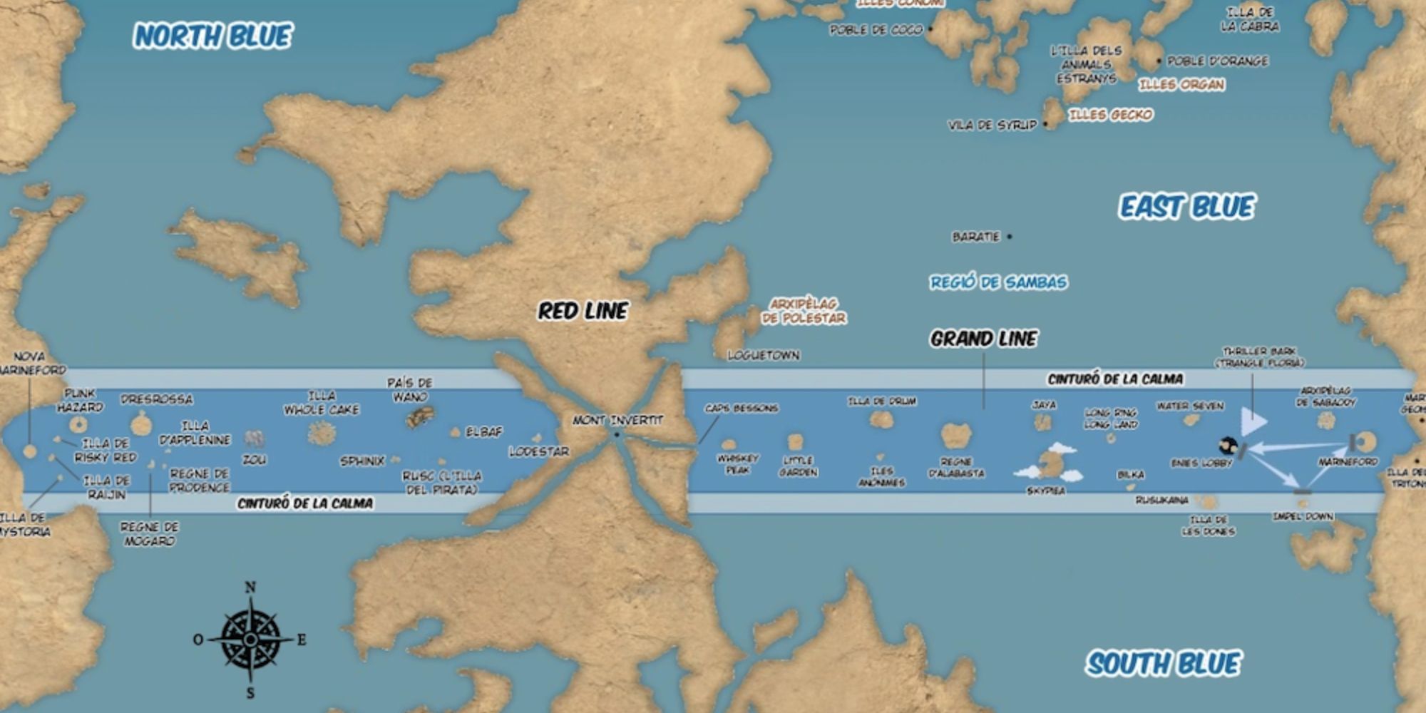 A map showing the route to the Grand Line