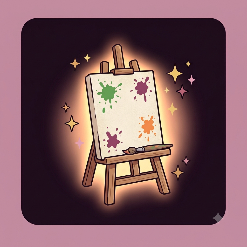 Illustration of a canvas with paint splatters representing creativity