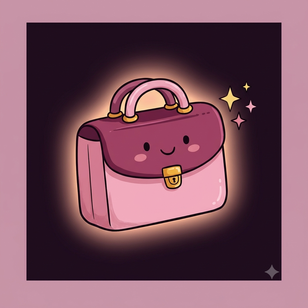 Illustration of a cute briefcase representing work