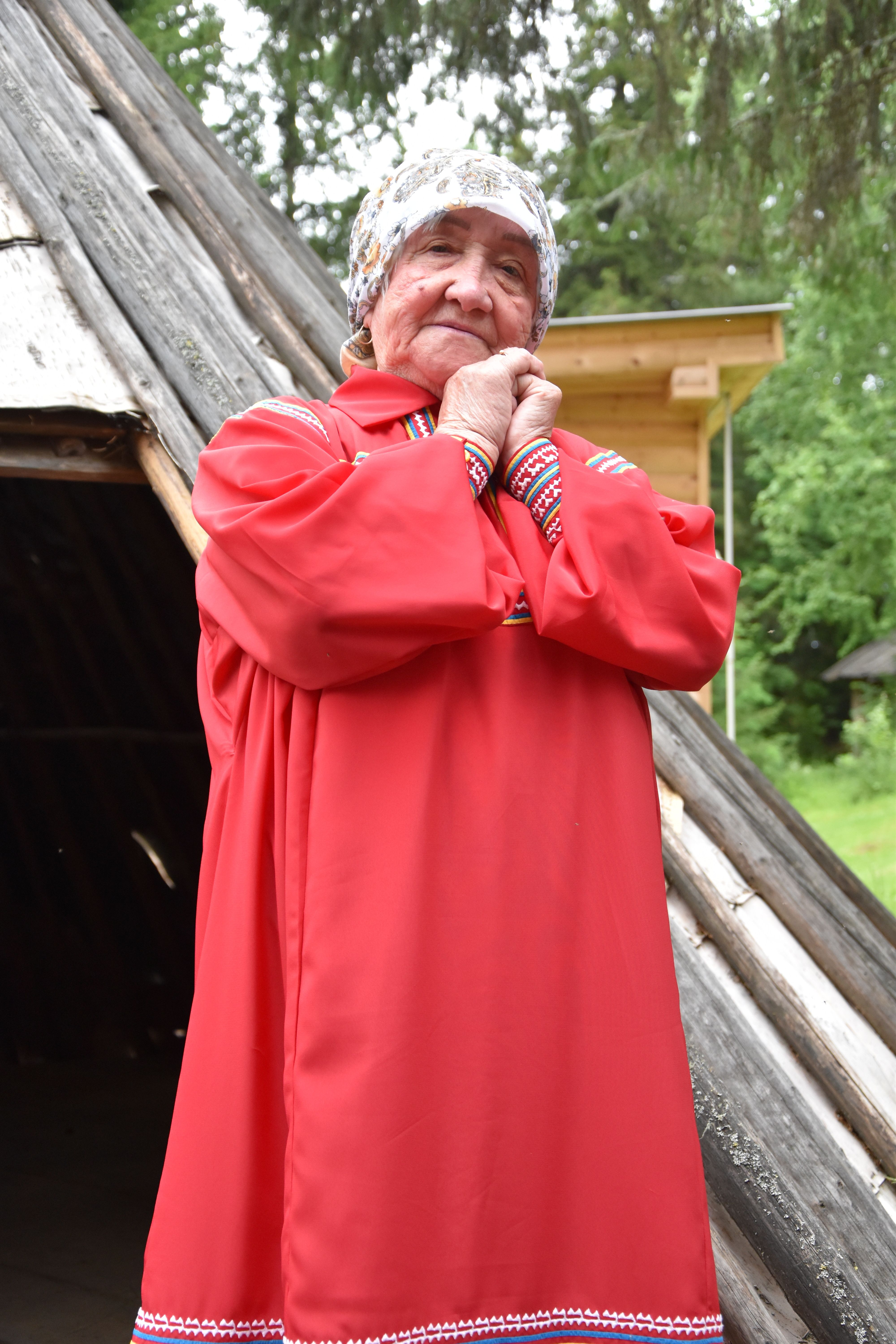 Grandma wearing Red Riding Hood Costume