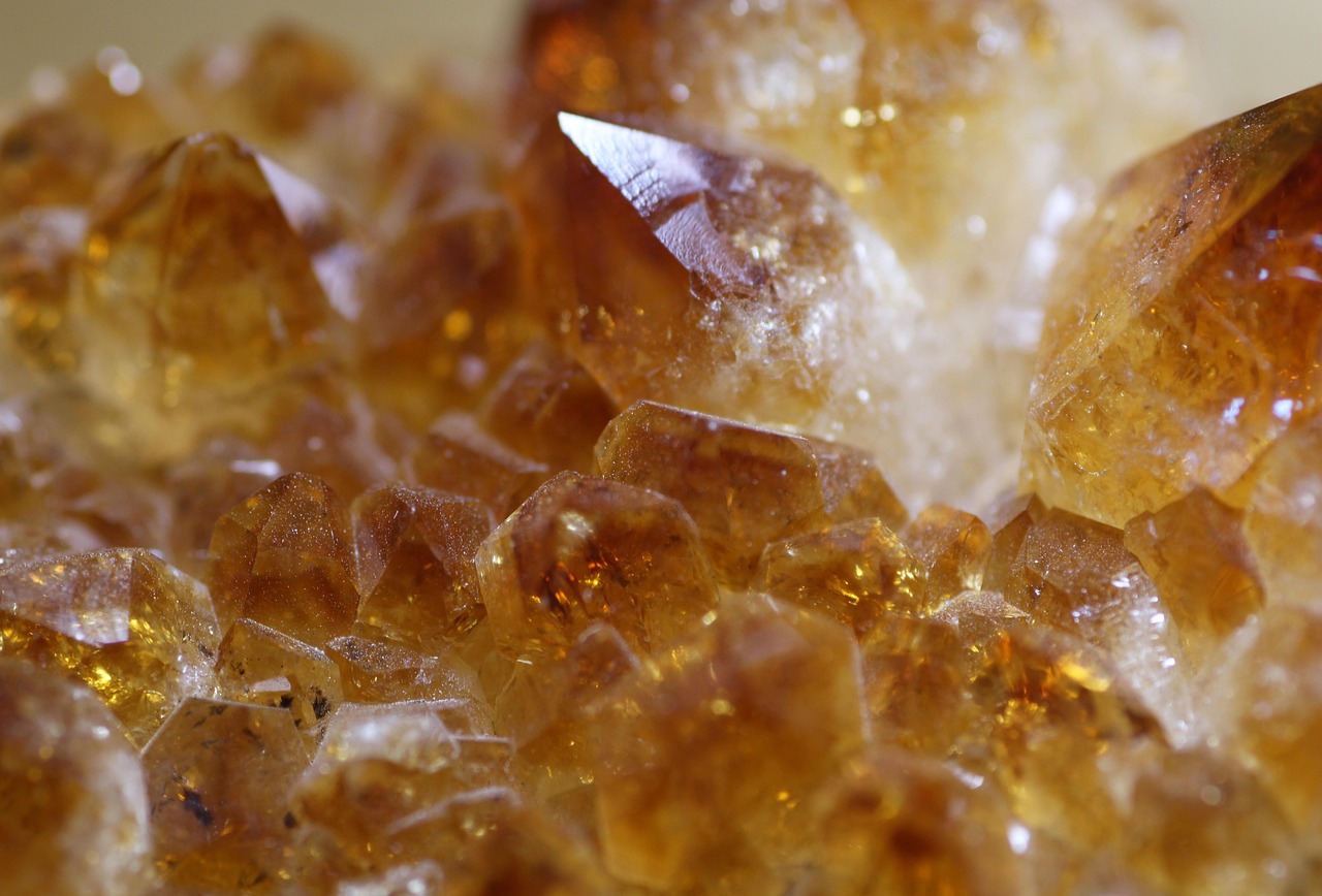 A closeup of the gemstone citrine.
